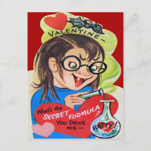 Vintage Retro verrückter Wissenschaftler Valentins Feiertagspostkarte
