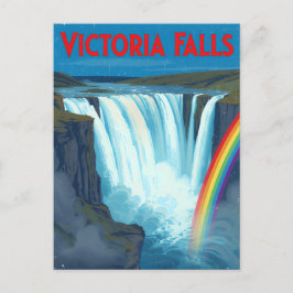 Vintage Retro Victoria Falls Regenbogen Reise Postkarte