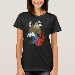 Vintage Retro Vier Elemente Japanische Ästhetik T-Shirt