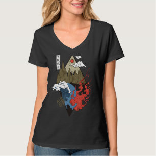Vintage Retro Vier Elemente Japanische ästhetische T-Shirt