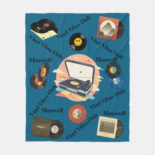vintage retro vinyl Fleece Blanket (Vorderseite)