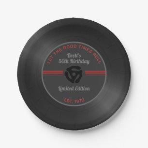 Vintage Retro Vinyl Record Geburtstagspartei Pappteller