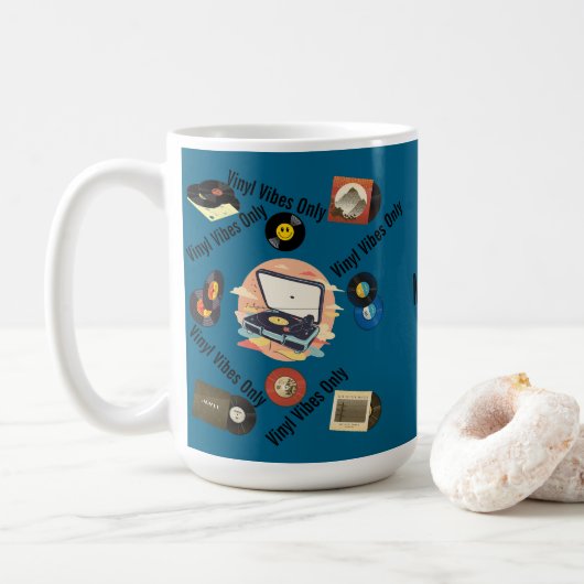 Vintage-Retro-Vinyl-Tasse Kaffeetasse (Mit Donut)