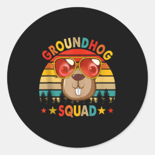 Vintage Retro Waldmurmeltier Lustiges Squad Waldmu Runder Aufkleber