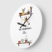 Vintage Retro Wasserfarben Küchenutensilien Große Wanduhr (Winkel)