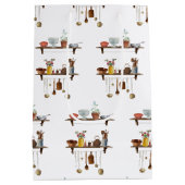 Vintage Retro Wasserfarben Küchenutensilien Mittlere Geschenktüte (Rückseite)