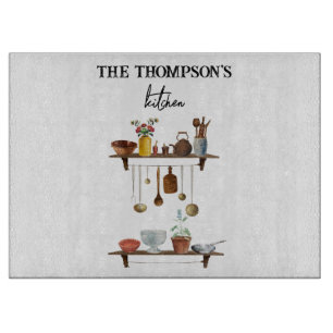 Vintage Retro Wasserfarben Küchenutensilien Schneidebrett