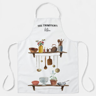 Vintage Retro Wasserfarben Küchenutensilien Schürze