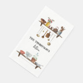 Vintage Retro Wasserfarben Küchenutensilien Serviette (Ecke)