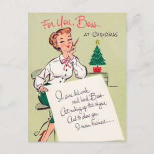 Vintage Retro-Weihnachten-Chefin-Postkarte Feiertagspostkarte