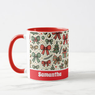 Vintage Retro Weihnachten Punkte Schleifen Muster Tasse
