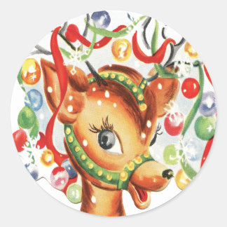 Vintage Retro-Weihnachten-Rentier-Confetti Runder Aufkleber