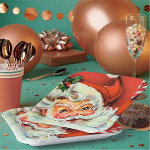 Vintage Retro Weihnachten Santa Party Teller