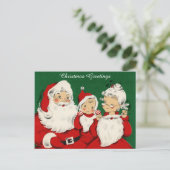 Vintage Retro Weihnachten Santa Postkarte (Stehend Vorderseite)