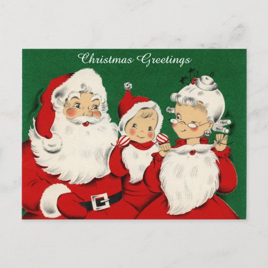 Vintage Retro Weihnachten Santa Postkarte (Vorderseite)