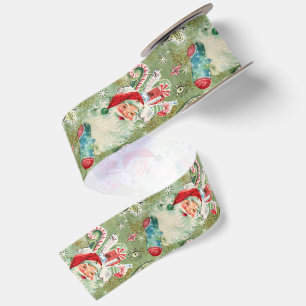 Vintage Retro Weihnachten Santa Socken Satinband