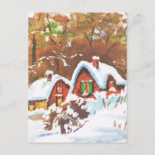 Vintage Retro-Weihnachten, traditionelle Wintersze Feiertagspostkarte (Vorderseite)