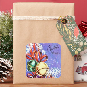 Vintage Retro Weihnachts-Feiertags-Aufkleber Quadratischer Aufkleber