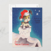 Vintage Retro Weihnachts-Weihnachtsferien-Welpenka Feiertagspostkarte (Vorne/Hinten)