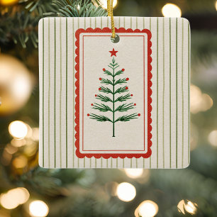 Vintage Retro Weihnachtsbaum Familienfoto individu Keramikornament