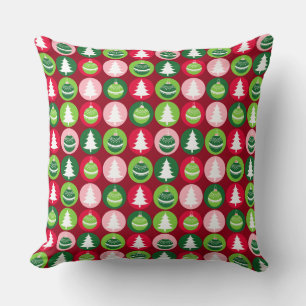 vintage Retro Weihnachtsbäume und Ornamente Kissen