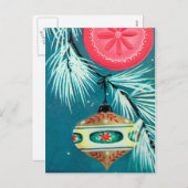 Vintage retro Weihnachtsbirnen Feiertagspostkarte (Vorne/Hinten)