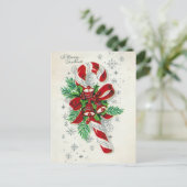 Vintage Retro Weihnachtscreme Feiertagspostkarte (Stehend Vorderseite)