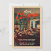 Vintage Retro Weihnachtsfeier Einladung (Vorderseite)