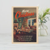 Vintage Retro Weihnachtsfeier Einladung (Stehend Vorderseite)