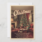 Vintage Retro Weihnachtsfeier Einladung (Vorderseite)