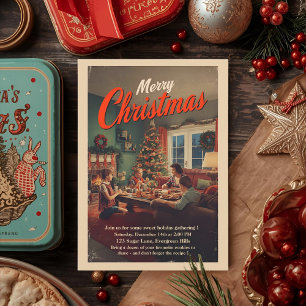 Vintage Retro Weihnachtsfeier Einladung