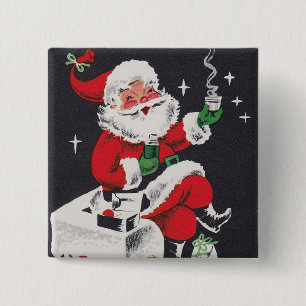 Vintage Retro Weihnachtsfeiertag Santa Knopf Button