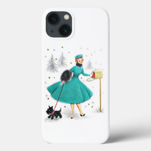 Vintage Retro Weihnachtsfrau mit Scotty Hund Case-Mate iPhone Hülle