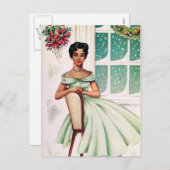 Vintage Retro Weihnachtsfrau Postkarte (Vorne/Hinten)