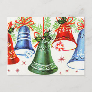 Vintage Retro-Weihnachtsglocken Feiertags-Postkart Feiertagspostkarte