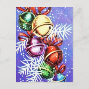Vintage Retro Weihnachtsglocken Feiertagspostkarte
