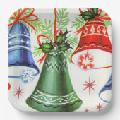 Vintage Retro Weihnachtsglocken Holiday Party Plat Pappteller (Vorderseite)