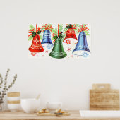 Vintage Retro Weihnachtsglocken Holiday Poster (Küche)
