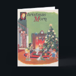 Vintage Retro Weihnachtsgruß-Karte Feiertagskarte<br><div class="desc">Vintage Retro Weihnachtsmorgen-Gruß-Karte</div>