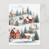 Vintage Retro Weihnachtshäuser im Schnee Postkarte (Vorderseite)