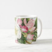 Vintage Retro-Weihnachtskarte, Apfelblüten Kaffeetasse (VorderseiteRechts)