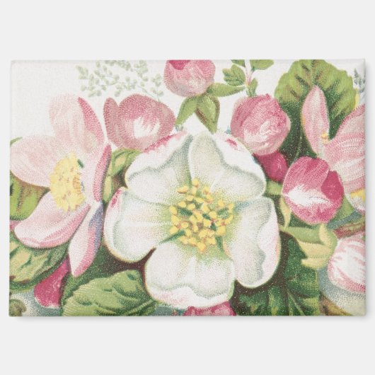 Vintage Retro-Weihnachtskarte, Apfelblüten Magnet (Vorderseite)