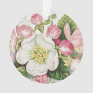 Vintage Retro-Weihnachtskarte, Apfelblüten Ornament