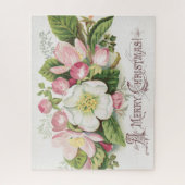 Vintage Retro-Weihnachtskarte, Apfelblüten Puzzle (Vertikal)