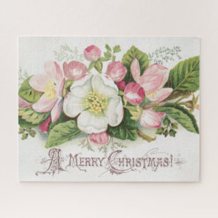 Vintage Retro-Weihnachtskarte, Apfelblüten Puzzle