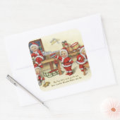 Vintage Retro Weihnachtskarte Weihnachtsaufkleber Quadratischer Aufkleber (Umschlag)