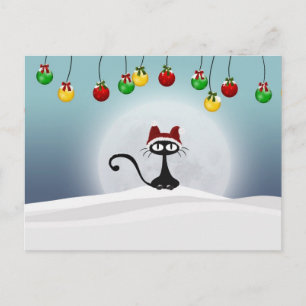 Vintage Retro Weihnachtskatze Postkarte