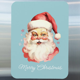 Vintage Retro Weihnachtsmann Blau Frohe Weihnachte Magnet