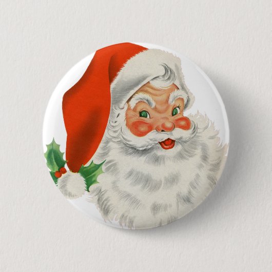 Vintage Retro Weihnachtsmann Button (Vorderseite)