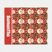 Vintage Retro Weihnachtsmann Fleecedecke (Vorderseite (Horizontal))